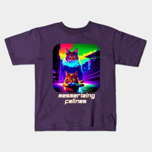 Mesmerizing Felines (neon painting 2 cats) Kids T-Shirt